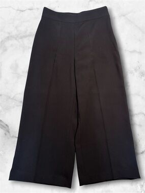 Zara Women's Black Wide-Leg Cropped Dress Pants sz L